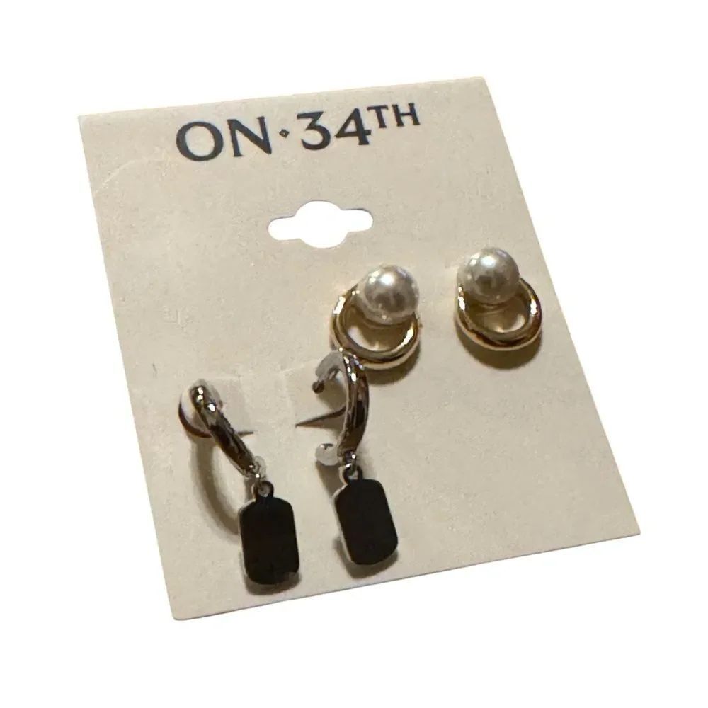 On 34th Gold and Silver Earrings Set